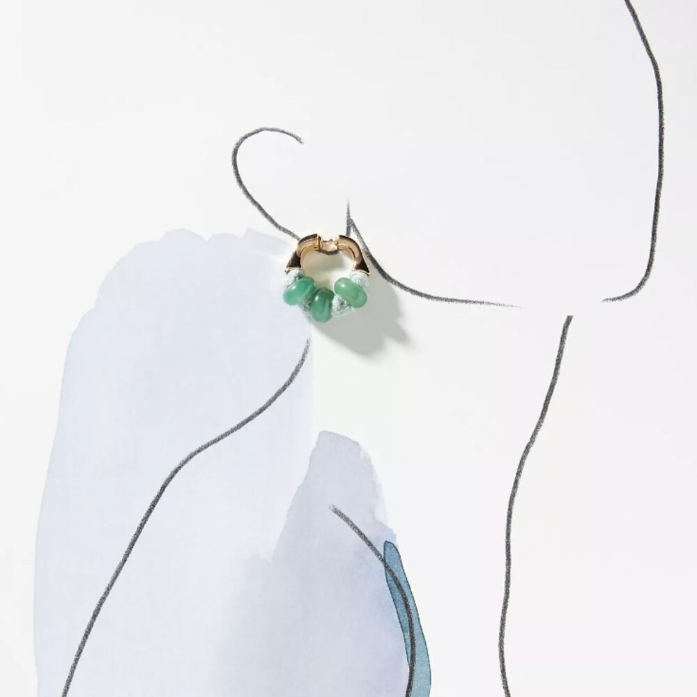 Anthropologie Huggie Hoop Earrings in Green Mint